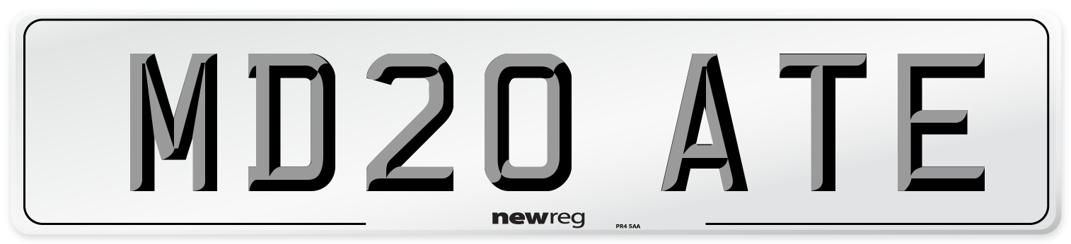 MD20 ATE Number Plate from New Reg